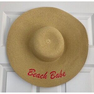 MAGIDHATS, SUN HAT GRAPHIC PINK "BEACH BABY" STITCHED ON BRIM 18" WIDE